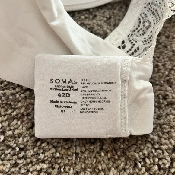 Soma Women's Enbliss Luxe Wireless Lace J‎ Hook Bra 42D White 79984 Smoothing - Picture 6 of 8